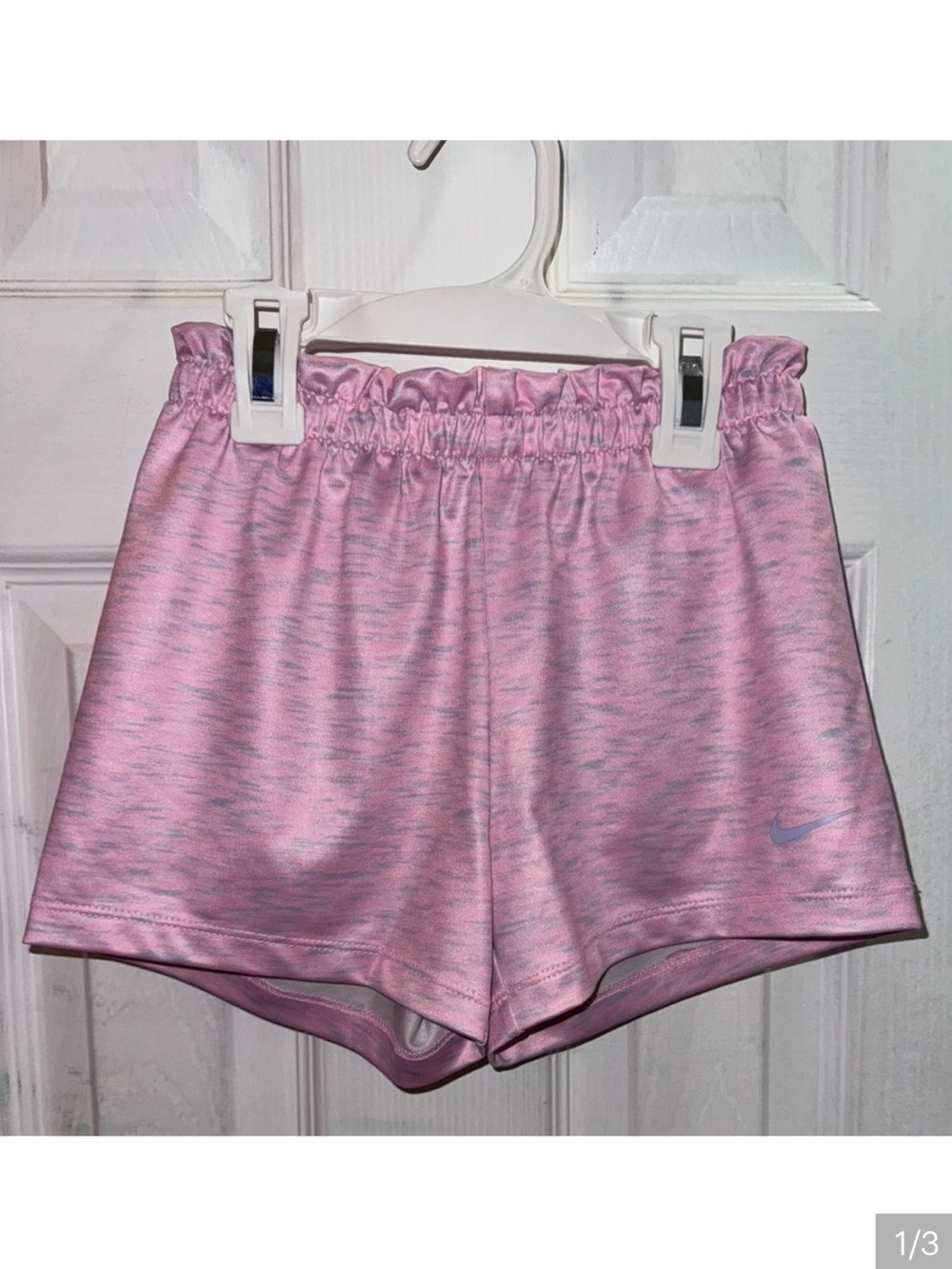 Nike Girls Pink Athletic Shorts Size S 4-5 Elastic Waist Swoosh